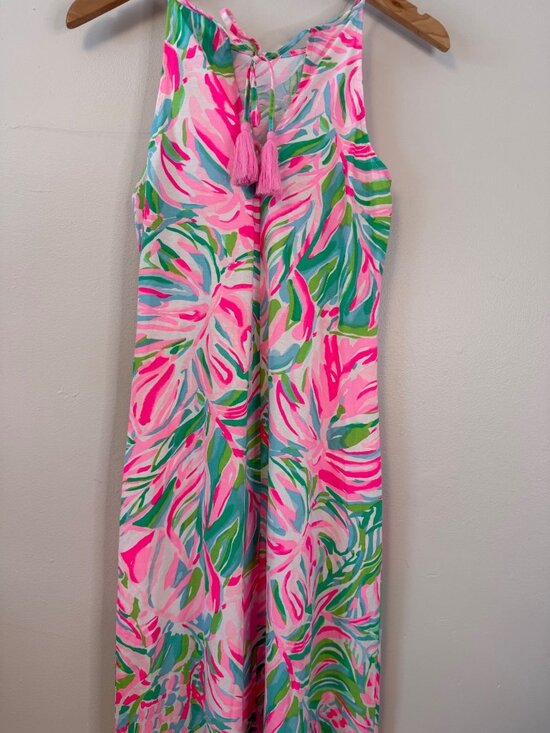 Lilly Pulitzer Margot Maxi Dress Croc My World Pink/Green XS Pima Cotton NWT - Picture 6 of 7